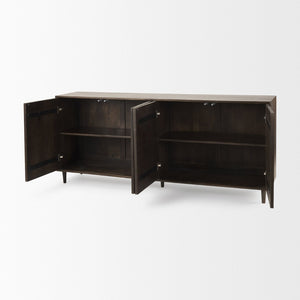 Mercana Tucker Contemporary Sideboard with Carved Arch Design - Versatile Storage for Any Living Space Dark Brown | 4-Door 69955