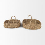 Mercana Haini Set of 2 Large Basketweave Seagrass Trays w/ Loop Handles 70228