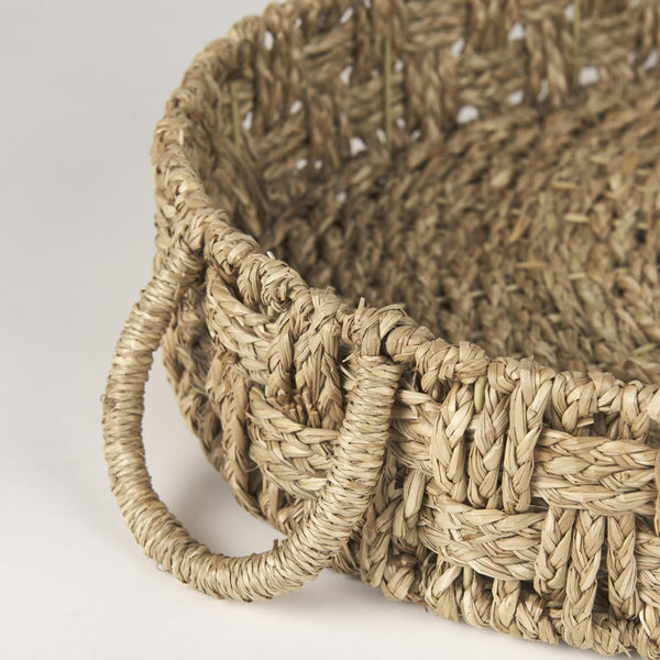 Mercana Haini Elegant Handwoven Basketweave Trays with Loop Handles for Stylish Home Organization and Decor 70228