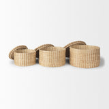 Mercana Kailini Set of 3 Nesting Seagrass & Palm Leaf Boxes with Lids  70231