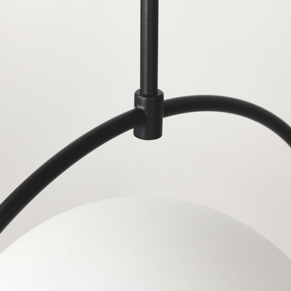 Mercana Farrah Contemporary Frosted Glass Globe Pendant Light for Modern Kitchens and Dining Spaces Matte Black Metal 70199