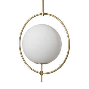Mercana Farrah Contemporary Frosted Glass Globe Pendant Light for Modern Kitchens and Dining Spaces Gold Metal 70198