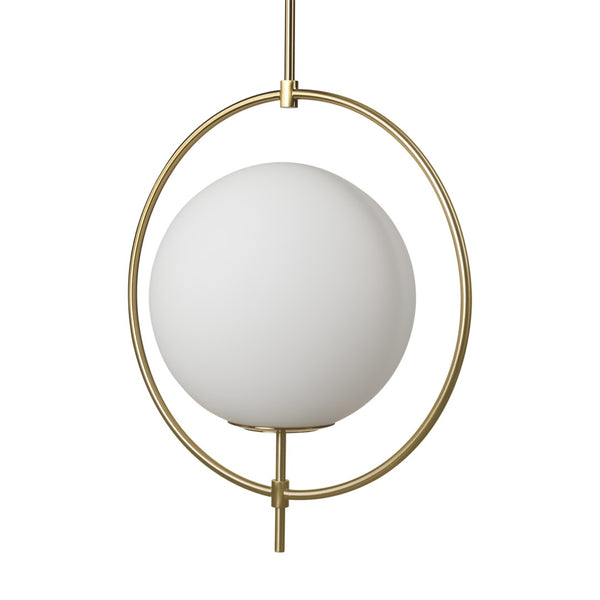 Mercana Farrah Contemporary Frosted Glass Globe Pendant Light for Modern Kitchens and Dining Spaces Gold Metal 70198