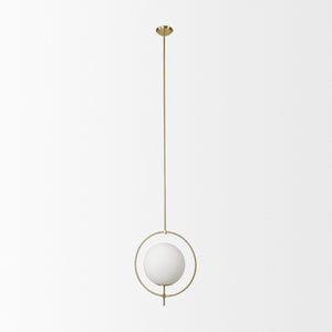 Mercana Farrah Contemporary Frosted Glass Globe Pendant Light for Modern Kitchens and Dining Spaces Gold Metal 70198