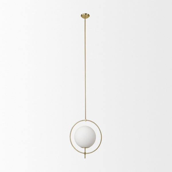 Mercana Farrah Contemporary Frosted Glass Globe Pendant Light for Modern Kitchens and Dining Spaces Gold Metal 70198