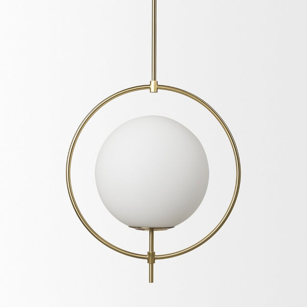 Mercana Farrah Contemporary Frosted Glass Globe Pendant Light for Modern Kitchens and Dining Spaces Gold Metal 70198