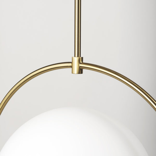 Mercana Farrah Contemporary Frosted Glass Globe Pendant Light for Modern Kitchens and Dining Spaces Gold Metal 70198