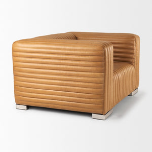 Mercana Ricciardo Arm Chair - Luxurious Cognac Leather Upholstered Seating with Modern Chrome Legs for Style Cognac Brown Leather 70189