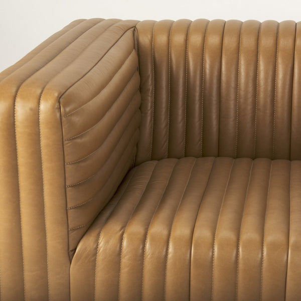 Mercana Ricciardo Arm Chair - Luxurious Cognac Leather Upholstered Seating with Modern Chrome Legs for Style Cognac Brown Leather 70189