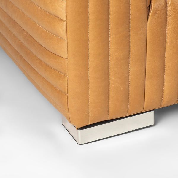 Mercana Ricciardo Arm Chair - Luxurious Cognac Leather Upholstered Seating with Modern Chrome Legs for Style Cognac Brown Leather 70189