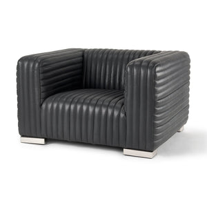 Mercana Ricciardo Arm Chair - Luxurious Cognac Leather Upholstered Seating with Modern Chrome Legs for Style Black Leather 70190