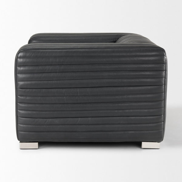 Mercana Ricciardo Arm Chair - Luxurious Cognac Leather Upholstered Seating with Modern Chrome Legs for Style Black Leather 70190