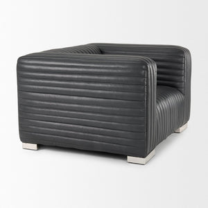 Mercana Ricciardo Arm Chair - Luxurious Cognac Leather Upholstered Seating with Modern Chrome Legs for Style Black Leather 70190