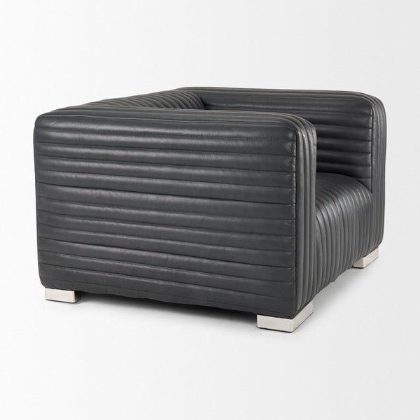 Mercana Ricciardo Arm Chair - Luxurious Cognac Leather Upholstered Seating with Modern Chrome Legs for Style Black Leather 70190