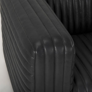 Mercana Ricciardo Arm Chair - Luxurious Cognac Leather Upholstered Seating with Modern Chrome Legs for Style Black Leather 70190