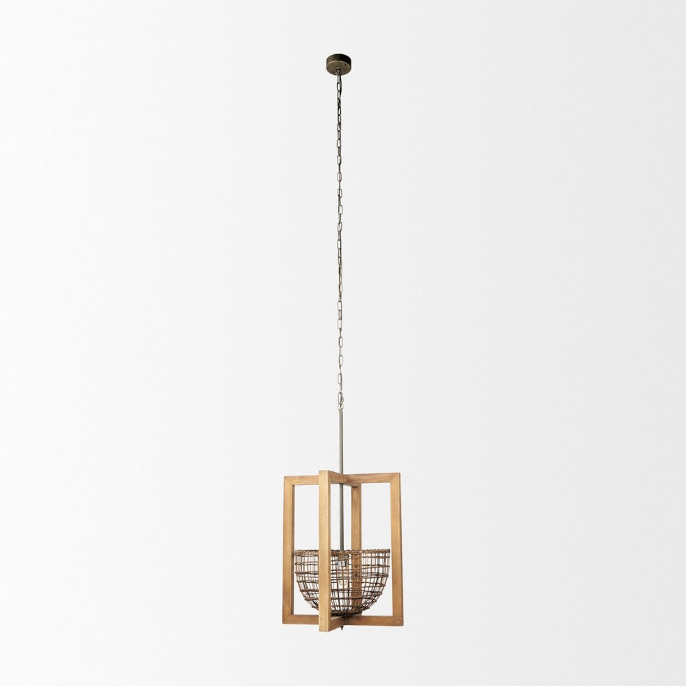 Mercana Kiley Rustic Basket Pendant Light - Warm Ambient Illumination for Dining Rooms and Entryways 70044