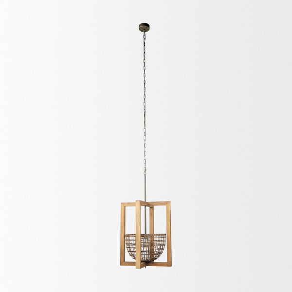 Mercana Kiley Rustic Basket Pendant Light - Warm Ambient Illumination for Dining Rooms and Entryways 70044
