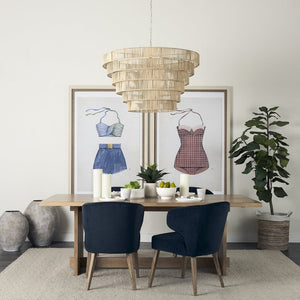 Mercana Niles Wingback Dining Chair - Stylish Comfort with Curved Design and Durable Wooden Legs for Any Space Navy Blue Fabric | Medium Brown Wood 69400