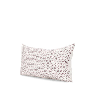Mercana Jayden Decorative Pillow Cover - Elegant Natural Linen with Merlot X-Dot Print for Modern Spaces Cream/Merlot | 14x26 70312