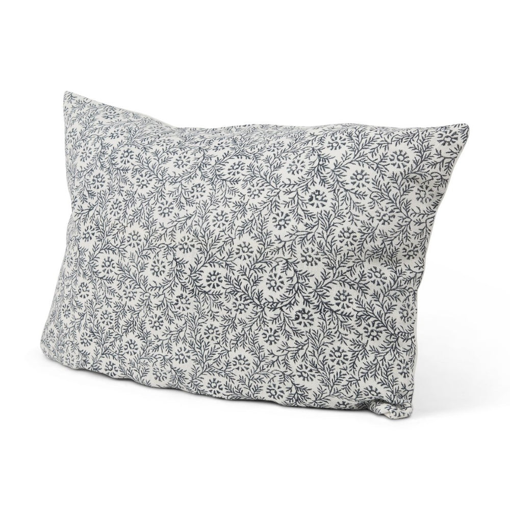 Mercana Jayne Lumbar Decorative Pillow Cover with Indigo Botanical Print for Coastal and Boho Decor 70318