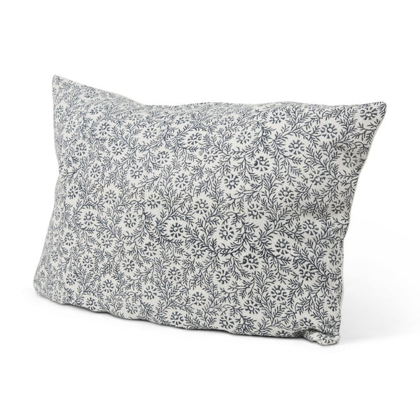 Mercana Jayne Lumbar Decorative Pillow Cover with Indigo Botanical Print for Coastal and Boho Decor 70318