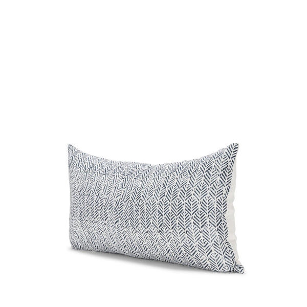 Mercana Jennelle Linen Square Decorative Pillow Cover with Indigo Arrow-Tail Print for Stylish Interiors Cream/Slate| 14x26 70320