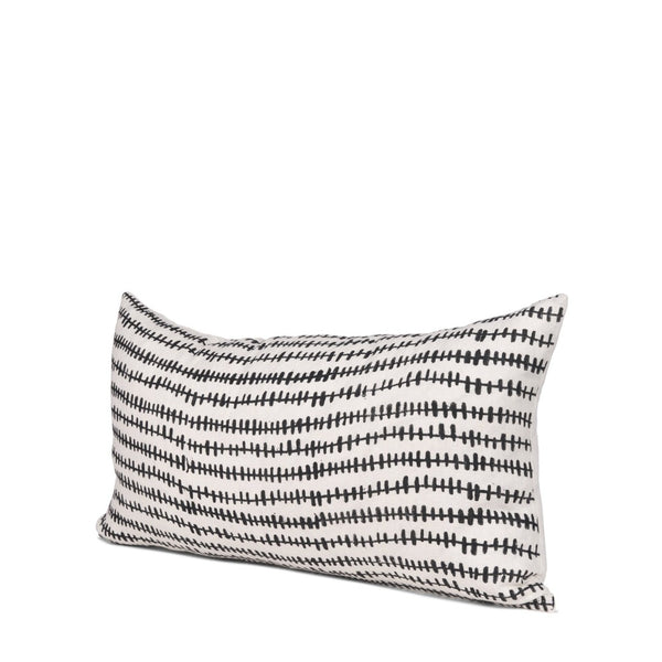 Mercana Jenna Decorative Pillow Cover - Modern Cream Linen with Hand-Drawn Black Print for Stylish Living Spaces Cream/Black | 14x26 70322