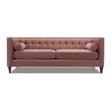 English Elm Jack 84" Modern Tuxedo Tufted Sofa, Ash Rose Pink Velvet