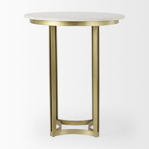 Mercana Tanner Bistro Table: Contemporary Luxe Marble & Matte Black Iron Design for Stylish Dining Spaces 32" White Marble Top | Matte Gold Base 69938-AB