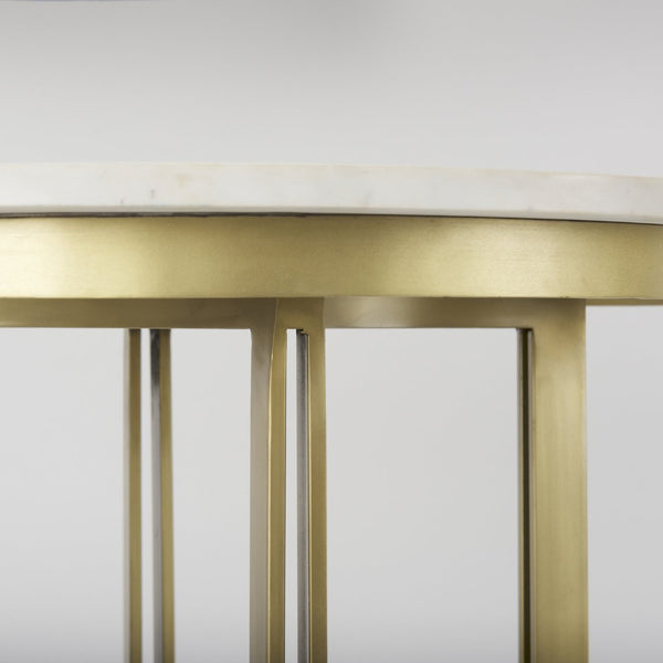 Mercana Tanner Bistro Table: Contemporary Luxe Marble & Matte Black Iron Design for Stylish Dining Spaces 32" White Marble Top | Matte Gold Base 69938-AB