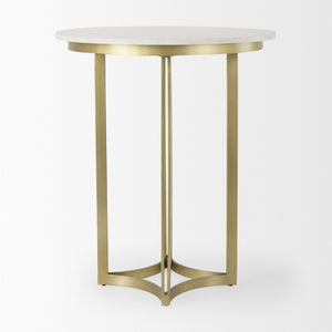 Mercana Tanner Bistro Table: Contemporary Luxe Marble & Matte Black Iron Design for Stylish Dining Spaces 32" White Marble Top | Matte Gold Base 69938-AB