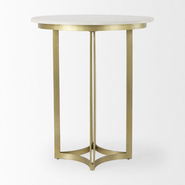 Mercana Tanner Bistro Table: Contemporary Luxe Marble & Matte Black Iron Design for Stylish Dining Spaces 32" White Marble Top | Matte Gold Base 69938-AB