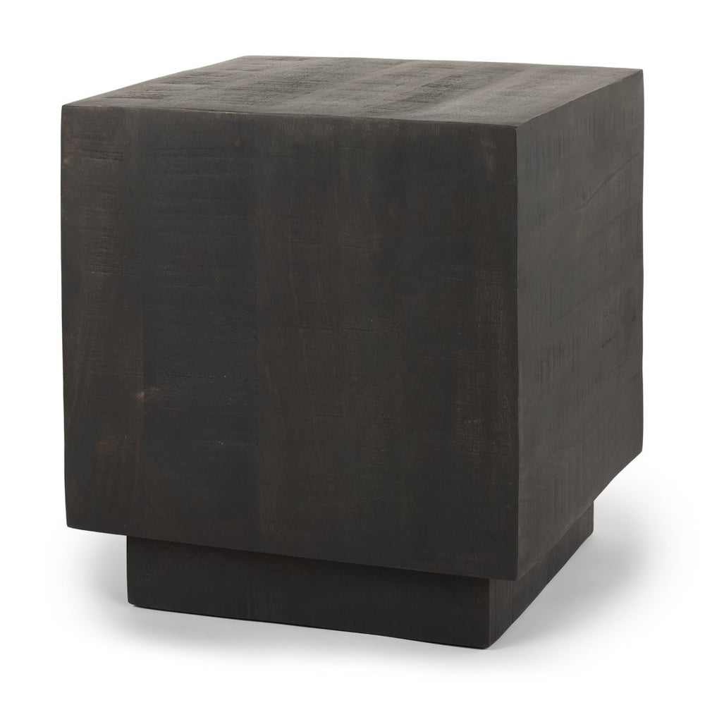 Mercana Hayden Minimalist Solid Wood End Table with Recessed Base for Contemporary Rustic Interiors Dark Brown Wood | 11" Square 70123