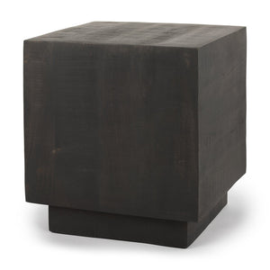 Mercana Hayden Minimalist Solid Wood End Table with Recessed Base for Contemporary Rustic Interiors Dark Brown Wood | 11" Square 70123