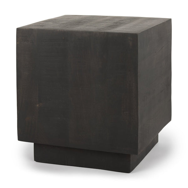 Mercana Hayden Minimalist Solid Wood End Table with Recessed Base for Contemporary Rustic Interiors Dark Brown Wood | 11" Square 70123