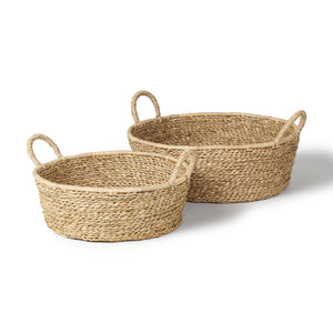 Mercana Ayanna Set of 2 Deep Nesting Seagrass Baskets w/ Handles 70224