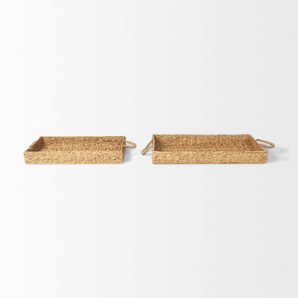 Mercana Hona Handwoven Large Rectangular Nesting Trays for Stylish Serving and Organizing in Any Room 70227