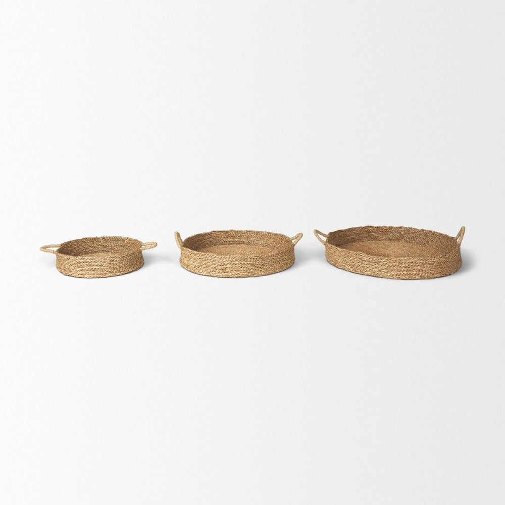 Mercana Ulana Handwoven Nesting Trays with Loop Handles for Stylish Storage and Rustic Home Décor 70226