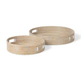 Mercana Kalama Set of 2 Large Round Seagrass Trays w/ Handles   70233