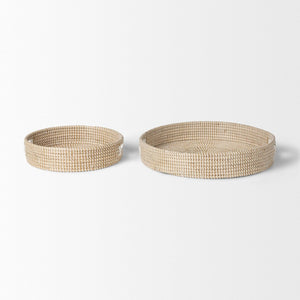 Mercana Kalama Large Handwoven Trays with Handles for Stylish Serving, Organizing, and Home Décor Essentials 70233