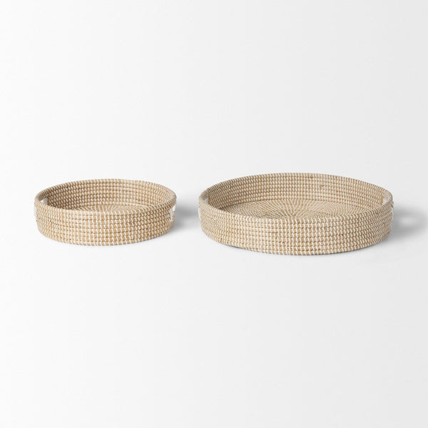 Mercana Kalama Large Handwoven Trays with Handles for Stylish Serving, Organizing, and Home Décor Essentials 70233