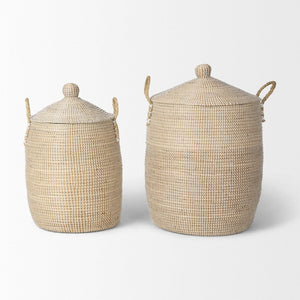 Mercana Kairi Stylish Floor Baskets with Handles for Organized Storage and Coastal Home Décor Charm 70225