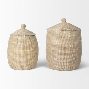Mercana Kairi Stylish Floor Baskets with Handles for Organized Storage and Coastal Home Décor Charm 70225