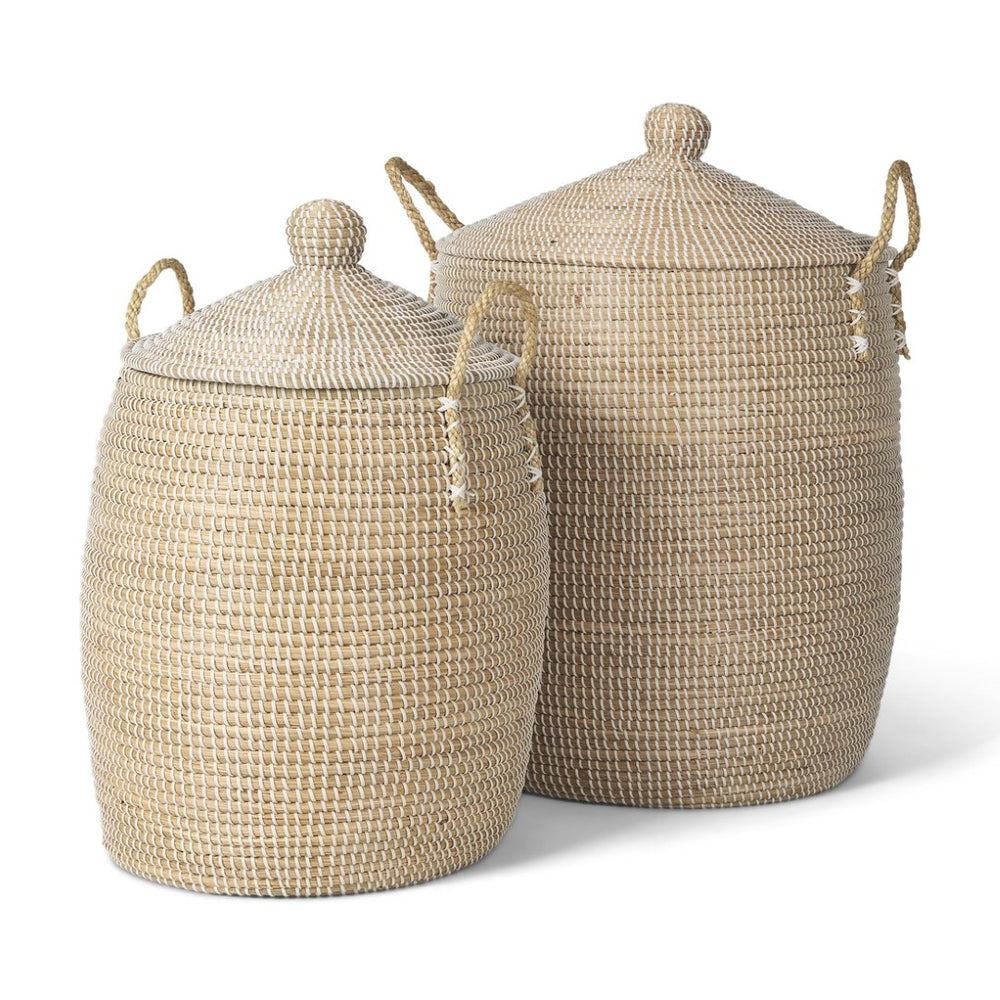 Mercana Kairi Stylish Floor Baskets with Handles for Organized Storage and Coastal Home Décor Charm 70225