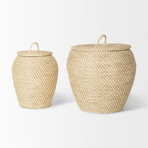 Mercana Kalopa Handwoven Floor Baskets for Stylish Storage and Organization in Any Room Décor, 13x13x15.7 70232