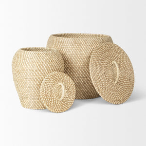 Mercana Kalopa Handwoven Floor Baskets for Stylish Storage and Organization in Any Room Décor, 13x13x15.7 70232