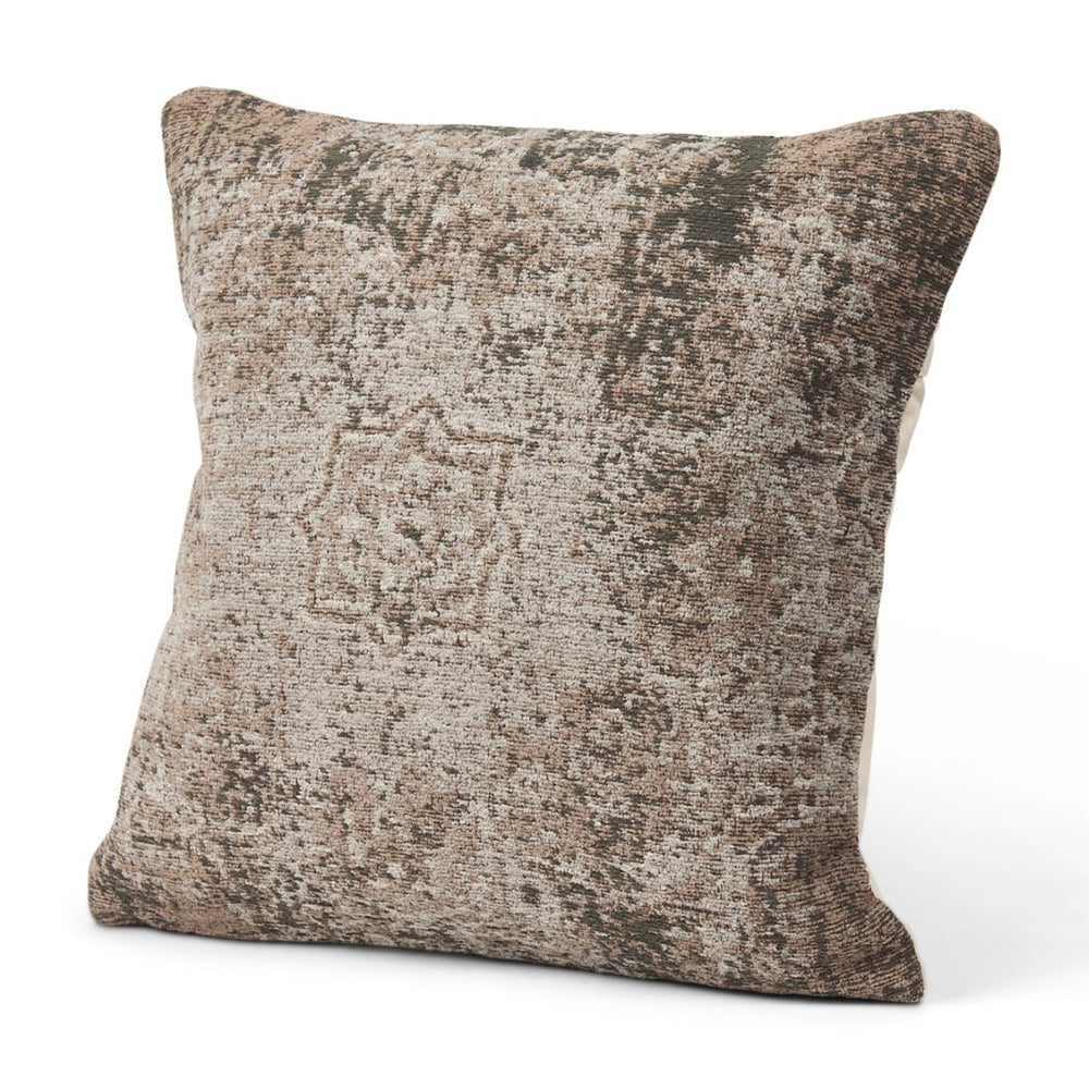 Mercana Khloe Heirloom-Inspired Square Pillow Cover - Vintage Rug Aesthetic for Timeless Home Elegance Taupe | Jacquard | 20x20 70343