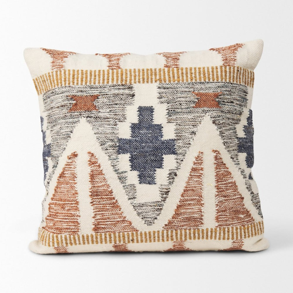 Mercana Kenzie Handwoven Square Pillow Cover with Ikat Pattern for Cozy, Artisanal Home Decor Accents 70336