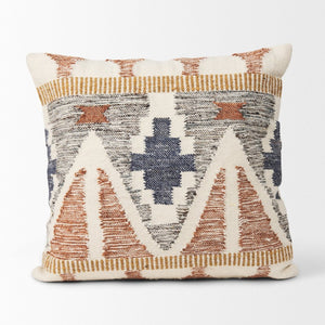 Mercana Kenzie Handwoven Square Pillow Cover with Ikat Pattern for Cozy, Artisanal Home Decor Accents 70336