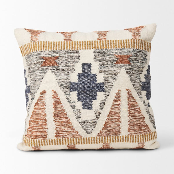 Mercana Kenzie Handwoven Square Pillow Cover with Ikat Pattern for Cozy, Artisanal Home Decor Accents 70336